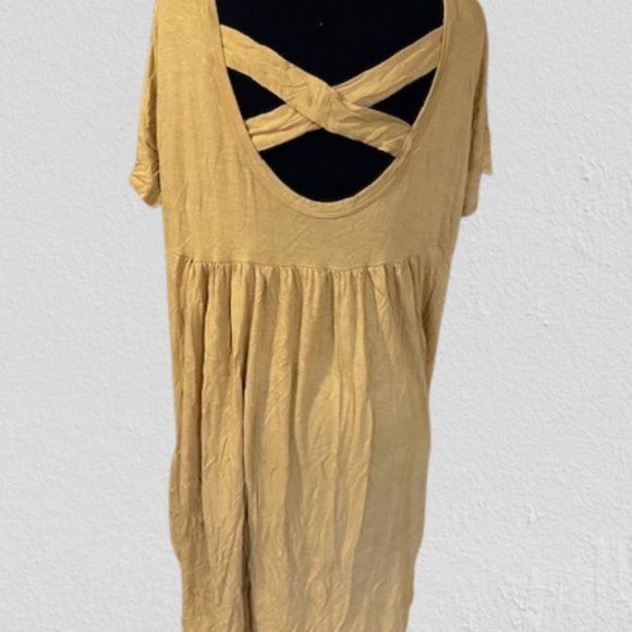 Mustard Criss Cross Back Tunic Top - Picture 1 of 9